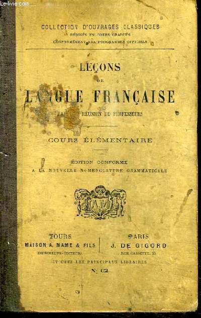 LECONS DE LANGUE FRANCAISE - COURS ELEMENTAIRE