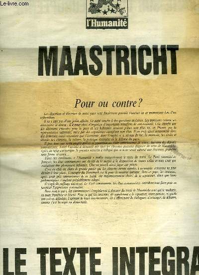 L'HUMANITE / MERCREDI 17 JUIN 1992 : MAASTRICHT