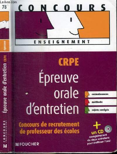 EPREUVE ORALE D'ENTRETIEN - CONCOURS DE RECRUTEMENT DE PROFESSEUR DES ECOLES