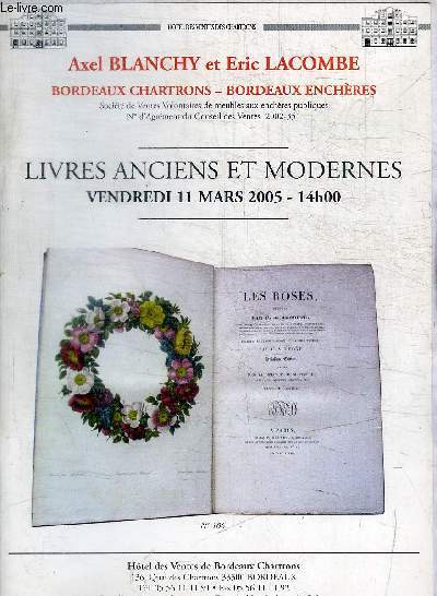 LIVRES ANCIENS ET MODERNES - VENDREDI 11 MARS 2005