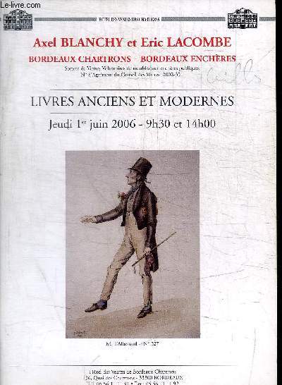 LIVRES ANCIENS ET MODERNES - JEUDI 1 JUIN 2006