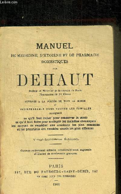 MANUEL DE MEDECINE D HYGIENE ET DE PHARMACIE DOMESTIQUES