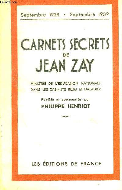 CARNETS SECRETS DE JEAN ZAY