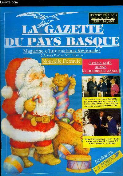 LA GAZETTE DE BIARRITZ, DE BAYONNE ET DU PAYS BASQUE - N 37 - DECEMBRE 1993 -