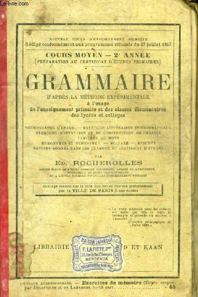 GRAMMAIRE - COURS MOYEN - 2 E ANNEE