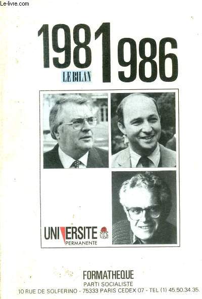 1981 / 1986 - UNIVERSITE - FORMATHEQUE
