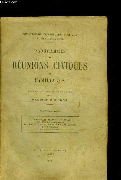 PROGRAMMES DE REUNIONS CIVIQUES ET FAMILIALES