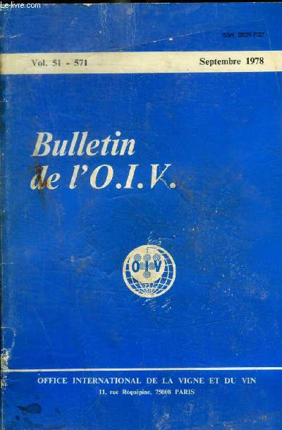 BULLETIN DE L O.I.V - N 51 - 571 - SEPTEMBRE 1978