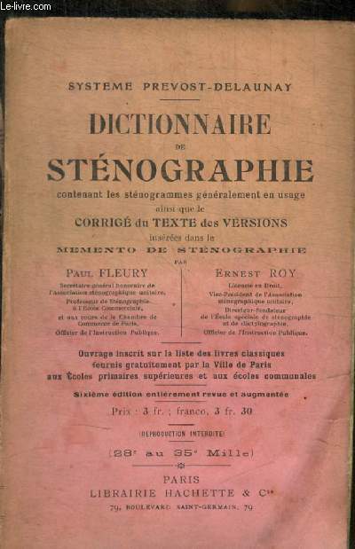 DICTIONNAIRE DE STENOGRAPHE