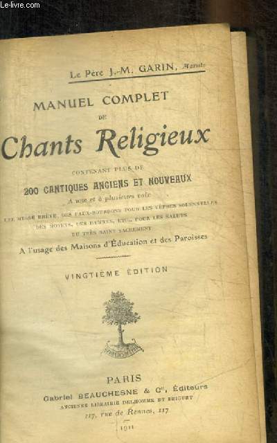 MANUEL COMPLET DE CHANTS RELIGIEUX