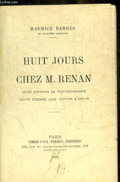 HUIT JOURS CHEZ M. RENAN