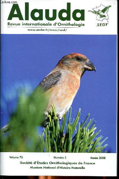 Alauda Revue Internationale d'ornithologie Volume 76 N3