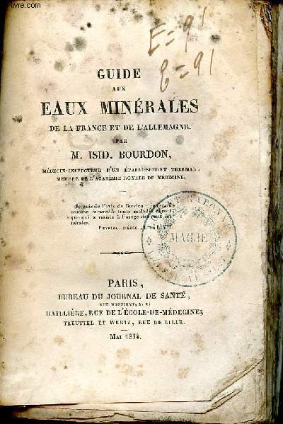 Guide aux eaux minrales de la France et de l'Allemagne