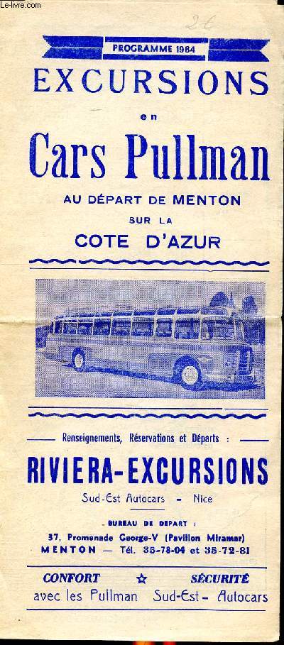 Excursions en Cars Pullman au dpart vde Menton sur la Cte d'Azur.