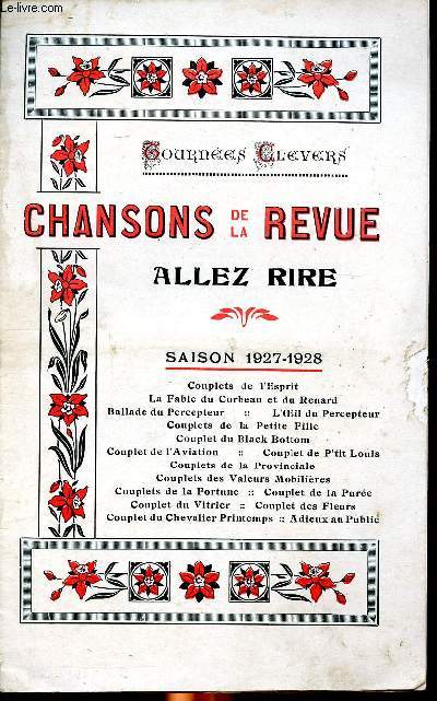 Chansons de la revue Allez rire Saison 1927-1928