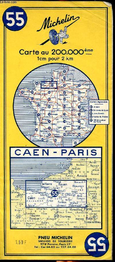 Carte gographique de Caen  Paris