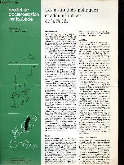 Feuillet de documentation sur la Sude Les institutions politiques et administratives de la Sude Avril 1975