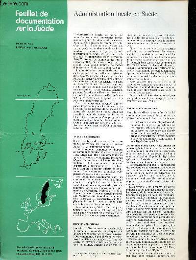 Feuillet de documentation sur la Sude Administration locale en Sude Juin 1976