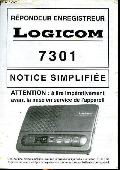 Rpondeur enregistreur Logicom 7301 notice simplifie