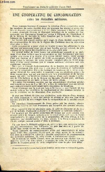 Une cooprative de consommation entre les mdaills militaires Supplment au mdaill militaire d'Aot 1923
