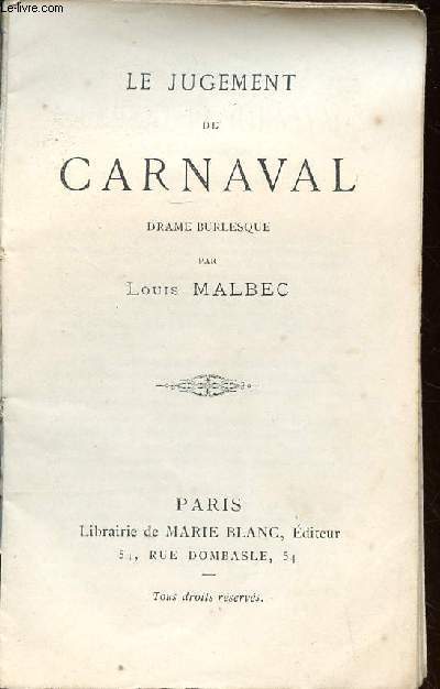Le jugement de carnaval