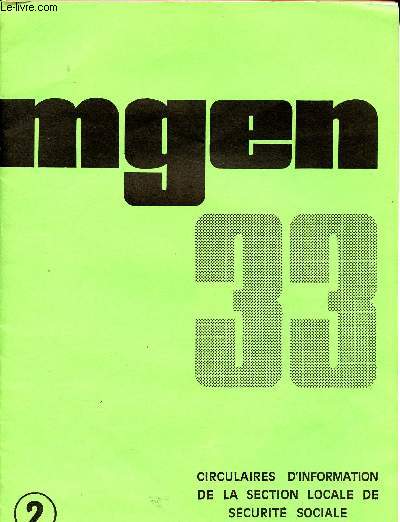 Dossier de la MGEN 33 circulaires d'information de la section locale de scurit sociale de l'enseignement Octobre 1979