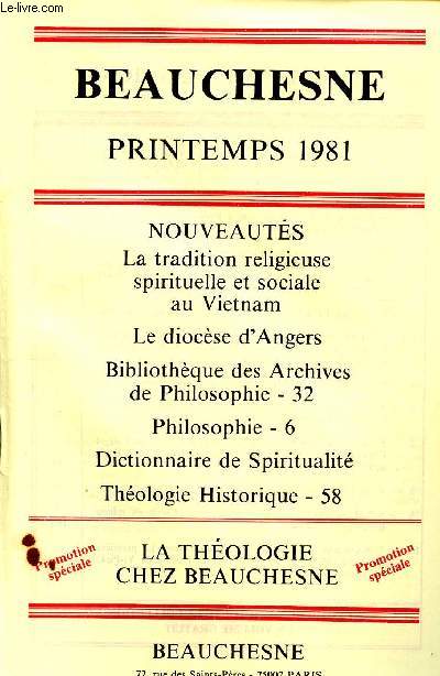 Catalogue de livres sur la thlogie Printemps 1981