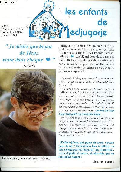 Les enfants de Medjugorje Lettre d'information N 19 Dcembre 1993-Janvier 1994.
