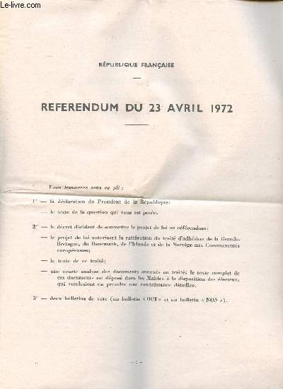 Rfrendum du 23 avril 1972 Rpublique Franaise