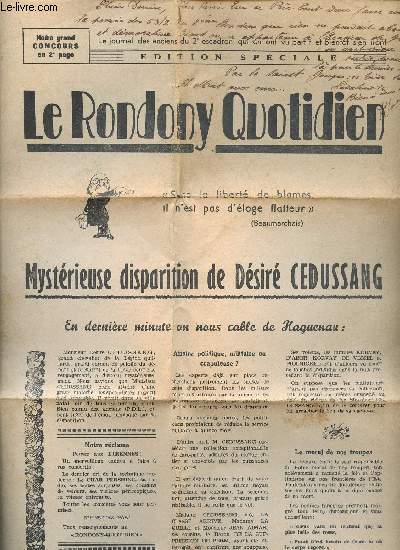 Le Rondony quotidien Edition spciale