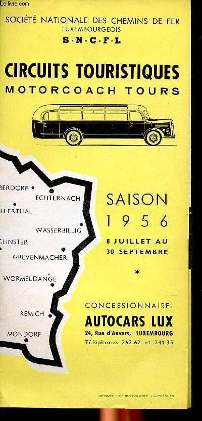 Circuits touristiques Motorcoach Tours Saison 1956