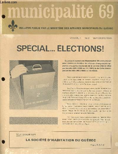 Municipalit 69 Bulletin N3 Septembre 1969 Spcial Elections