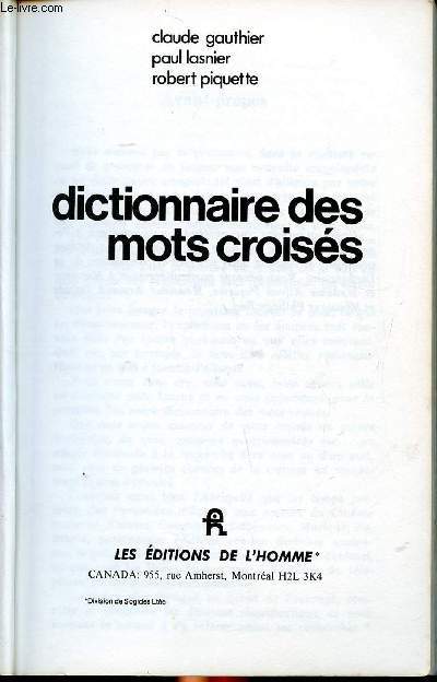 Dictionnaire des mots croiss