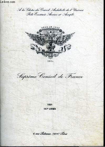 REVUE : SUPREME CONSEIL DE FRANCE - ANNURAIRE 1991 - 187E ANNEE