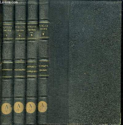 BIBLA SACRA - 4 TOMES EN 4 VOLUMES (TOME 1+2+3+4) - TOME 1 : Genesis - TOME 2 : prophetae prioes Jehosuah Judicum I. Samuelis II. Samuelis I. Regum II. Regum - TOME 3 : Prophetae posteriores Jesaia Jeremia Ezechiel Hosea Joel Amos Obadia Jona Micha Nahum