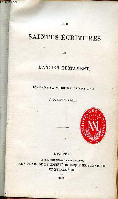 Les Saintes critures de l'ancien testament