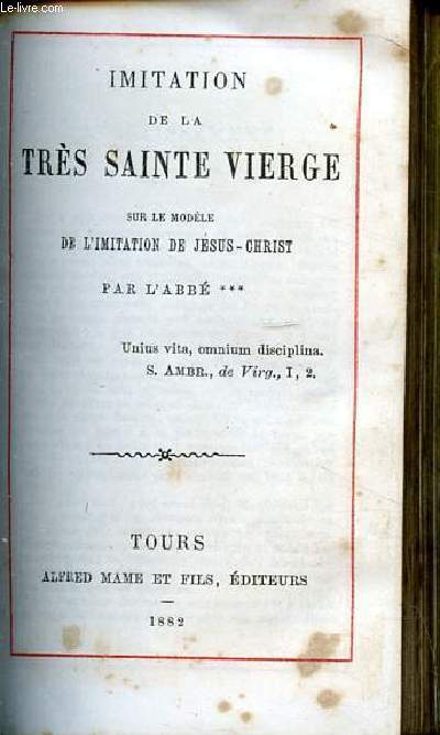 Imitation de la trs sainte vierge N77 sur le modle de l'imitation de Jsus Christ