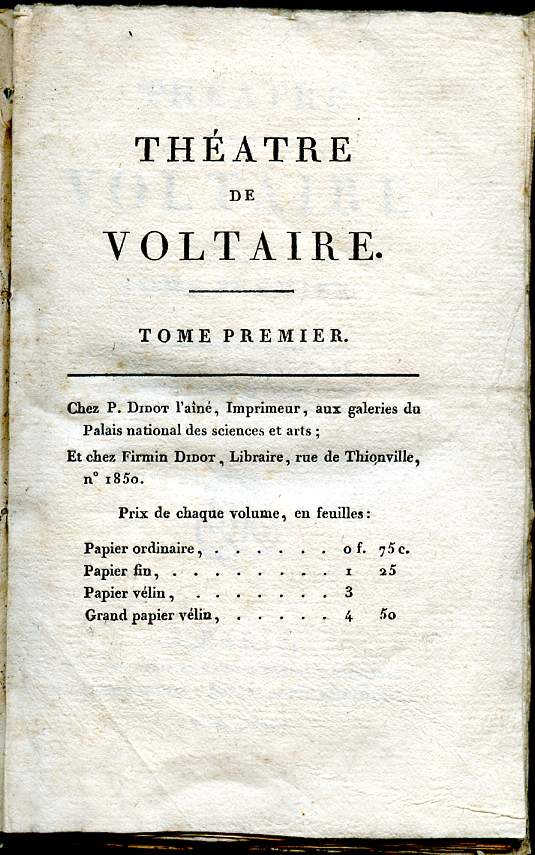 Thtre de Voltaire en 12 tomes
