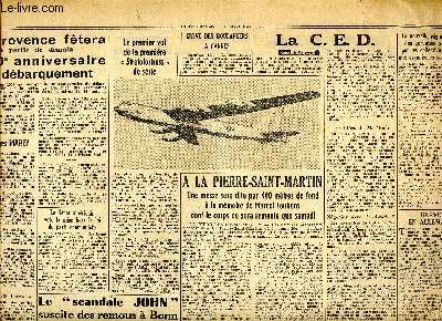 Journal Ouest France du 13 Aot 1954 Sommaire: Le 