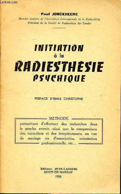 Initiation  la radiesthsie psychique