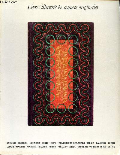 Catalogue d'une vente de livres illustrs & oeuvres originales d'rtistes modernes , gouaches, dessins, gravures; le 15 dcembre 1978  Paris, par Bois girard Claude Commissaire priseur.