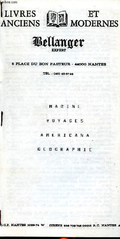 Catalogue de livres anciens et modernes chez Bellanger Expert  Nantes