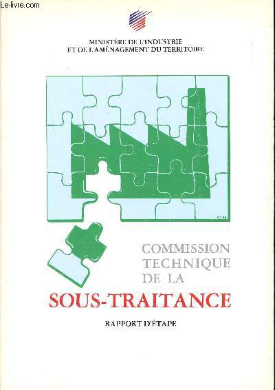 Commission technique de la sous-traitance Rapport d'tape