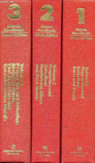 Metals handbook ninth edition 3 volumes Volume 1 Properties and selections irons and steels, Volume 2: Properties and selections Nonferrous alloys and pure metals, Volume 3: Properties and selections stainless steels, tool materials and speciel purpose me