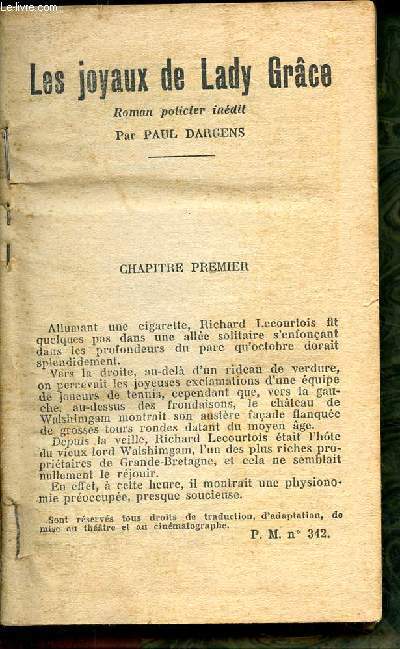 Les joyaux de Lady Grace Plusieurs romans dans un mme volume: Les joyaux de Lady Grace; L'me habite le crne; L'invisible Grand Maitre; Un as de la police; Les perles mortelles.