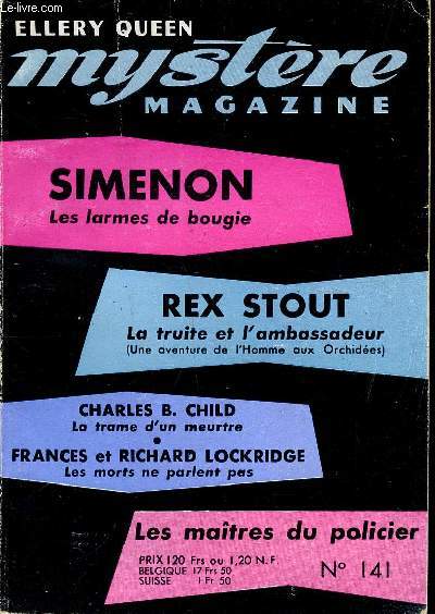 Ellery Queen Mystre Magazine N141 Sommaire: La truite et l'ambassadeur; La trame d'un meurtre; La femme  la bombe; Muse du crime...