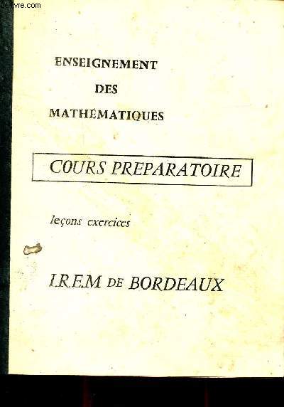 Enseignement des mathmatiques Cours prparatoire Leons exercices