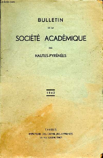 Bulletin de la socit acadmique des Hautes Pyrnes 1942