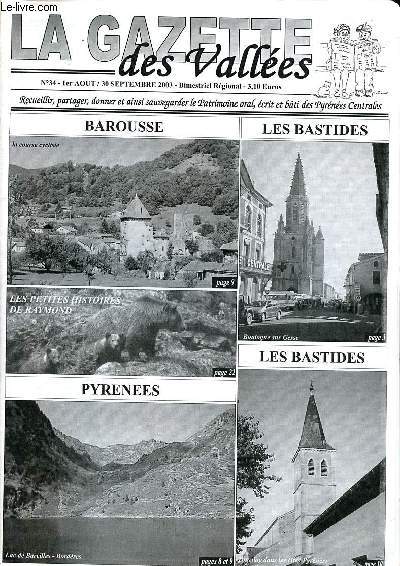 La gazette des valles N34 1er aot 30 septembre 2003 Barousse: la course cycliste Sommaire: Les bastides: Boulogne sur Gesse; La barousse-Bals; Bastides des Hautes Pyrnes...