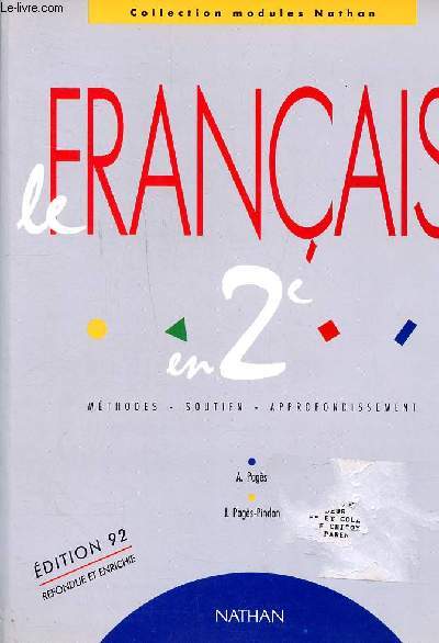 Franais en 2 Mthodes Soutien Approfondissement Edition 92